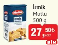 MUTLU İRMİK 500 G fiyat ve kampanya bilgisi
